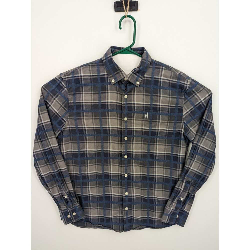 Johnnie-O Men's Blue Plaid Flannel Hangin Out Long Sleeve Button Up Shirt Medium